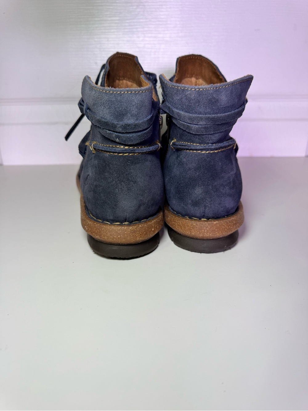 Børn Tarkiln Indigo Blue Suede Ankle Booties Side Zip Size 9.5 M / 41 EU - Picture 2 of 10